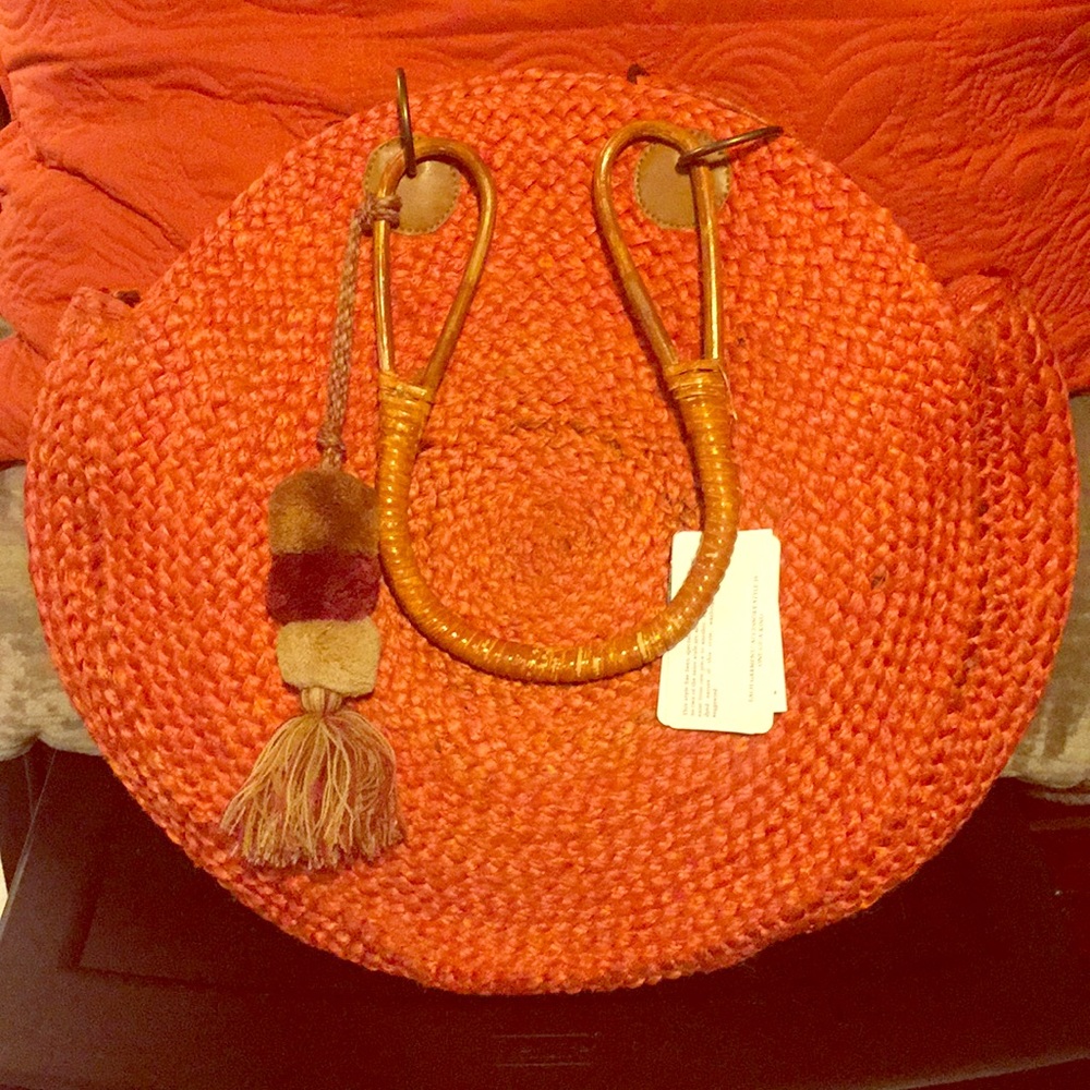 Burnt orange Woven circle bag